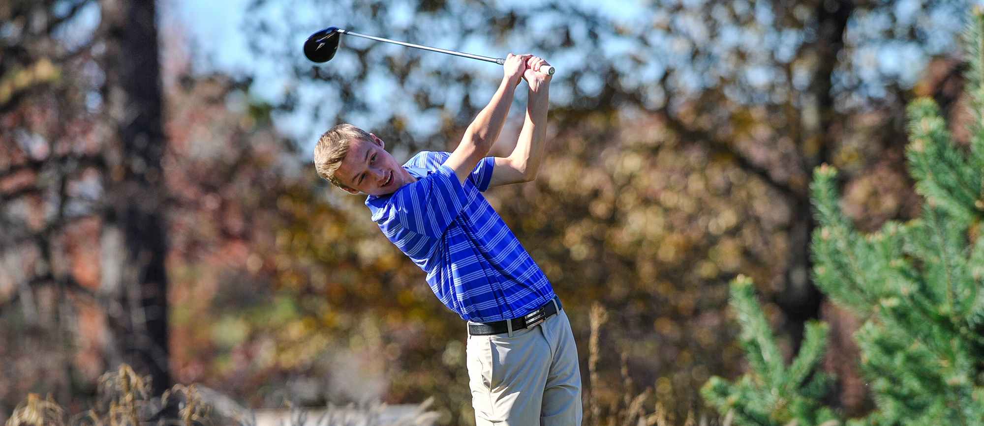 Senior John Abbott finished tied for eighth place with a five-over par 77 as the Golden Bears opened their spring season with a sixth-place finish at the Rhode Island College Invitational on Saturday. (Photo by Bill Sharon/Spartan Sportshots)