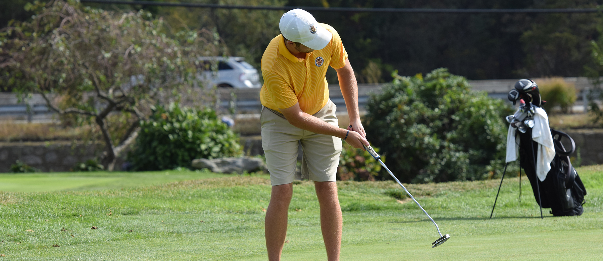 Senior Joe Ciolek leads the 20-player field at the CCC Championship with a one under par 69, and the Golden Bears hold a 14-stroke advantage following round one on Saturday. (Photo by Jody Lemoi)