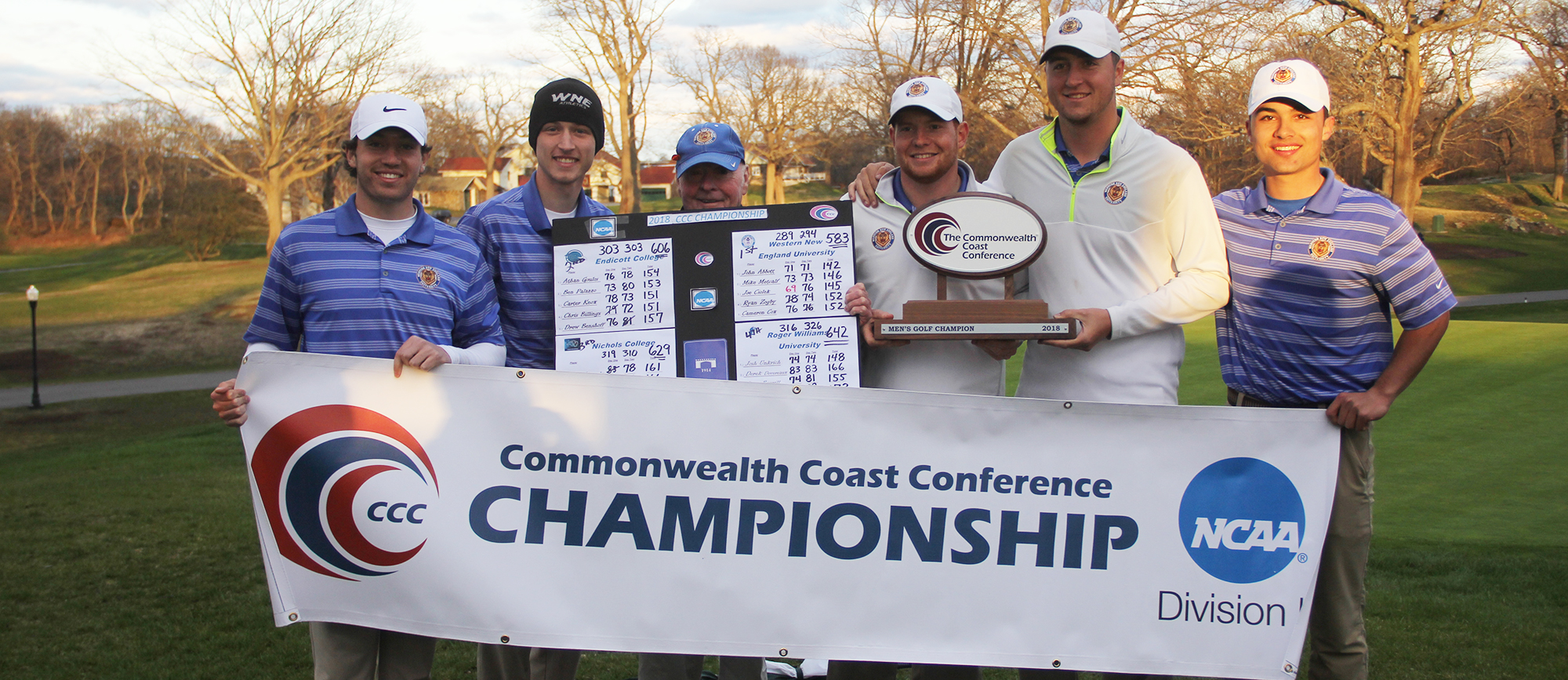 Western New England captured its fourth CCC title by 20 strokes over the weekend at Kernwood Country Club in Salem, Mass.