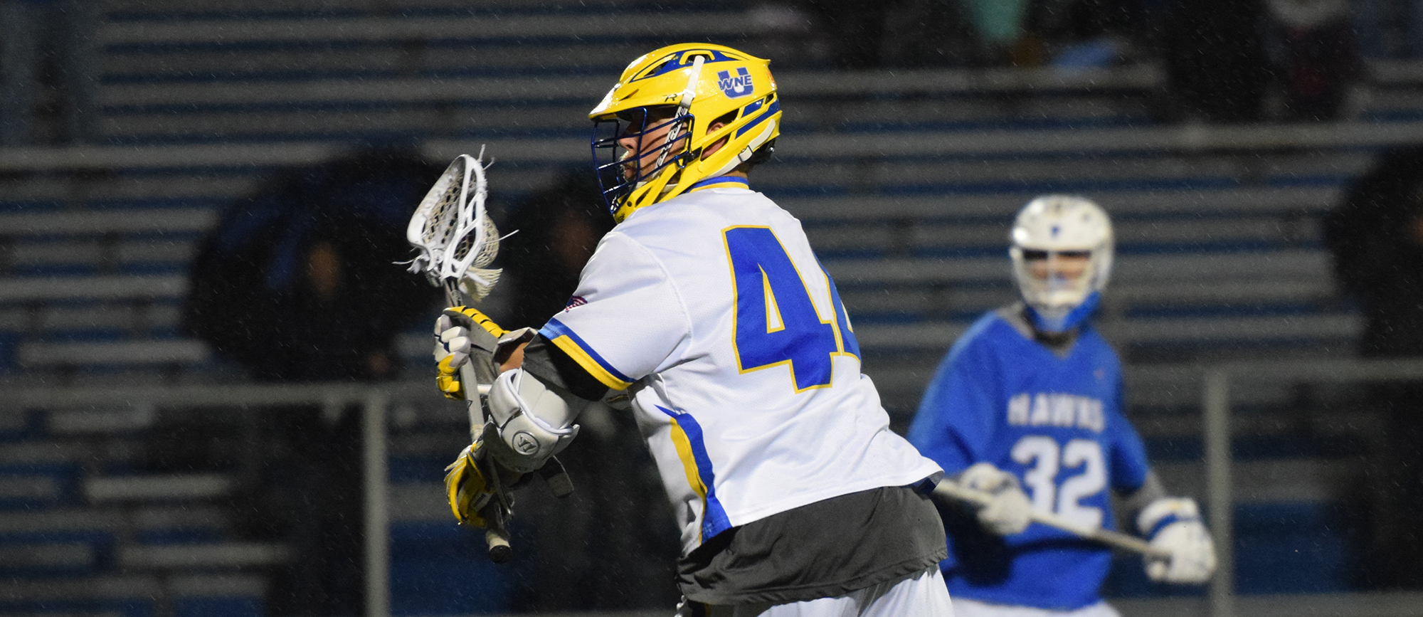 Senior Frank Medlicott scored a career-high five goals in Western New England's 17-8 win over Roger Williams on Wednesday.  (Photo by Rachael Margossian)