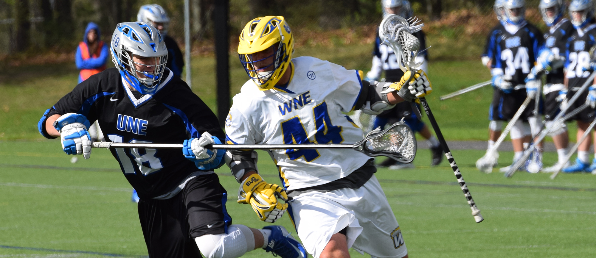 Senior Frank Medlicott recorded two points as Western New England defeated UNE, 11-7, in the CCC semifinals on Wednesday. (Photo by Rachael Margossian)
