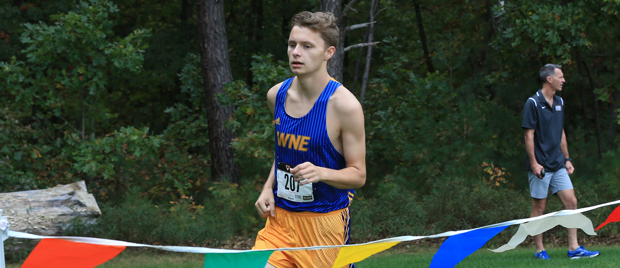 Adam Monroe finished 12th overall as the Golden Bears won the team title at the Elms Blazer Classic on Saturday. (Photo by Doug Steinbock)