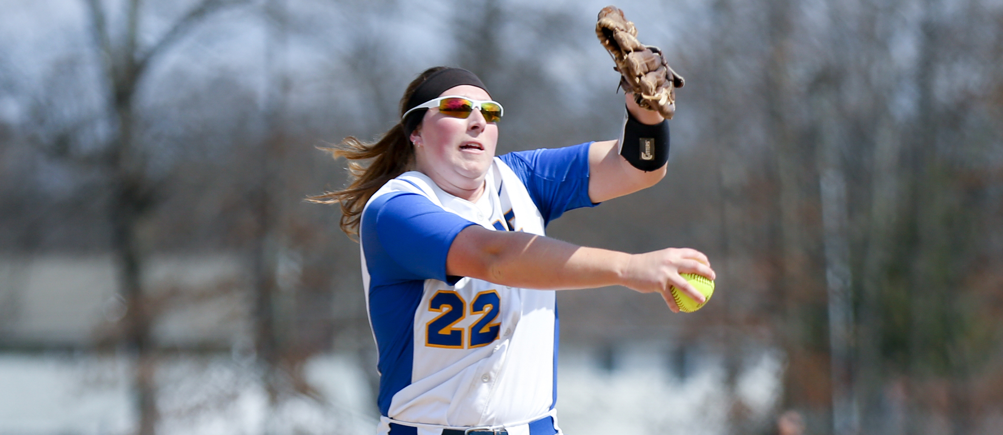 Aimee Kistner struck out 7 batters over 7 shutout innings and drove in the game-winning run in Western New England's 1-0 victory over Nichols on Wednesday. (Photo by Chris Marion)