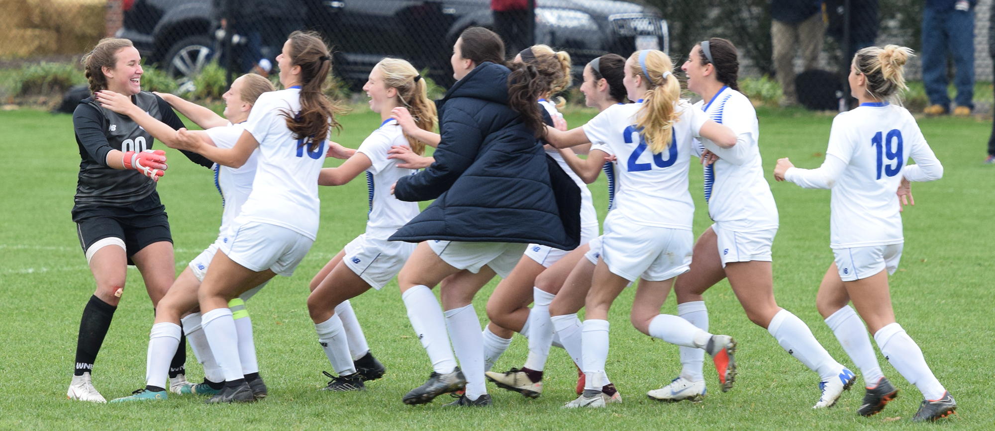 Western New England advanced to the CCC Tournament semifinals for the second consecutive season with a PK shootout win over Roger Williams on Sunday.