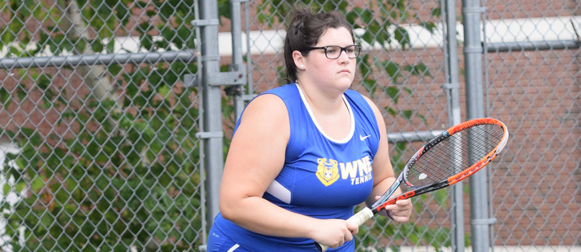 Kyra Palumbo posted a 6-1, 6-0 win at No. 6 singles in Western New England's 9-0, season-opening triumph at Northern Vermont-Johnson on Sunday. (Photo by Rachael Margossian)